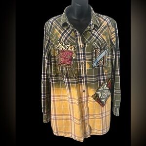 UPCYLE PLAID PATCHWORK FLANNEL XL